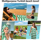 12 Pack Turkish Beach Towel 36"x71" Extra Large Beach Towels Sand Free Bath Towels Adults Lightweight Quick Dry Pool Towels Green