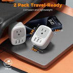 2 Pack US to India Plug Adapter, TESSAN Type D Travel Adapter with 1 Electrical Outlet 3 USB Ports (1 USB C), Power Outlet Adaptor for USA to India Nepal Maldives Pakistan Bangladesh Kuwait Yemen