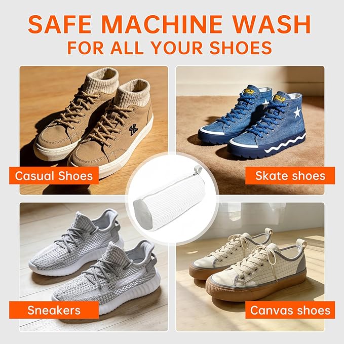 1PCS Shoes Washing Machine Bags, Laundry Shoe Bag for Washer and Dryer, Reusable and Durable Zipper Sneaker Shoe Washing Bag, Tennis Shoes Cleaning Bag for All Shoe Types (Pure white)