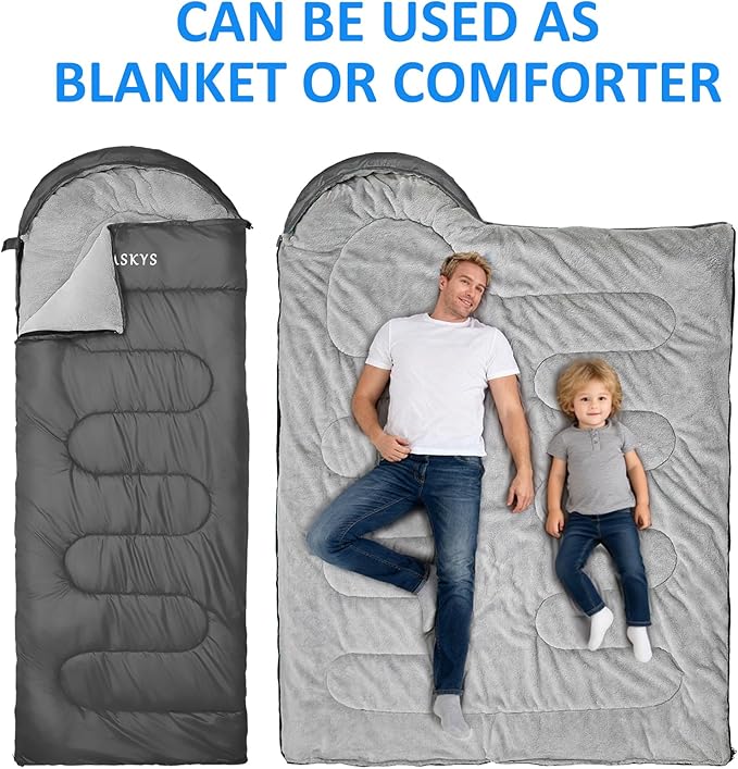 oaskys Camping Sleeping Bag - 3 Season Warm & Cool Weather - Summer Spring Fall Lightweight Waterproof for Adults Kids - Camping Gear Equipment, Traveling, and Outdoors