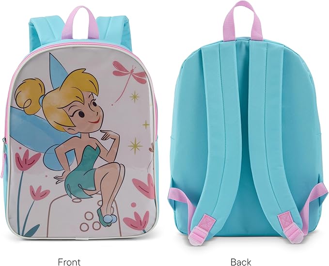 Disney Tinkerbelle Backpack for Kids - Cute & Durable Kids Backpack for Girls with Padded Straps & Zip Compartment - Ideal Toddler Bookbag for School & Travel - 15”