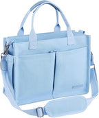BESBESME Canvas Tote Bag for Women with Zipper & Compartments– Large Work & College Laptop Tote Crossbody Shoulder Bag