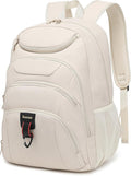 Boavan Laptop Backpack for women,15.6 inch Laptop Bag with USB Port, Waterproof Travel Work Backpack Purse, Anti-Theft Teacher Nurse Doctor Casual Bookbags Office Business backpack，Cream Beige