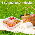 Haawooky 50 Pcs Bento Snack Food Containers,4 Compartment Lunchable Container with Lids,Divided Food Storage Containers For Travel Work School