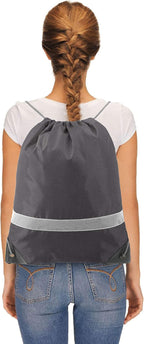 BeeGreen 20-Piece Grey Drawstring Backpacks, Reflective Cinch Sacks, DIY Blank Drawstring Bags for Women and Men, 16.5" L x 13.4" W