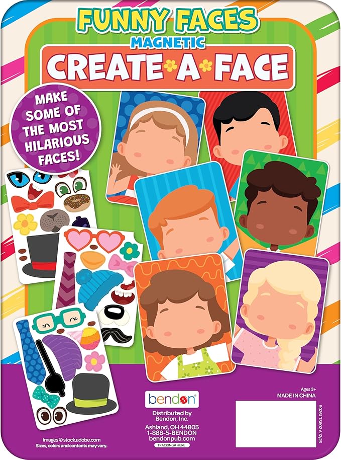 TS Shure by Bendon Create Funny Faces Magnetic Activity Tin with Illustrated Magnet Sheets and Playcard 50261