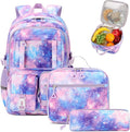 PIG PIG GIRL Backpack for Girls 3pcs Set Kids Backpack with Lunch Box Students Kawaii Book Bag for Elementary Primary Middle School Bags - Ita Backpack - Galaxy
