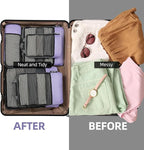 BAGAIL 4 Set/6 Set/8 Set Compression Packing Cubes Travel Accessories Expandable Packing Organizers (Half Mesh, 6-Lavender)