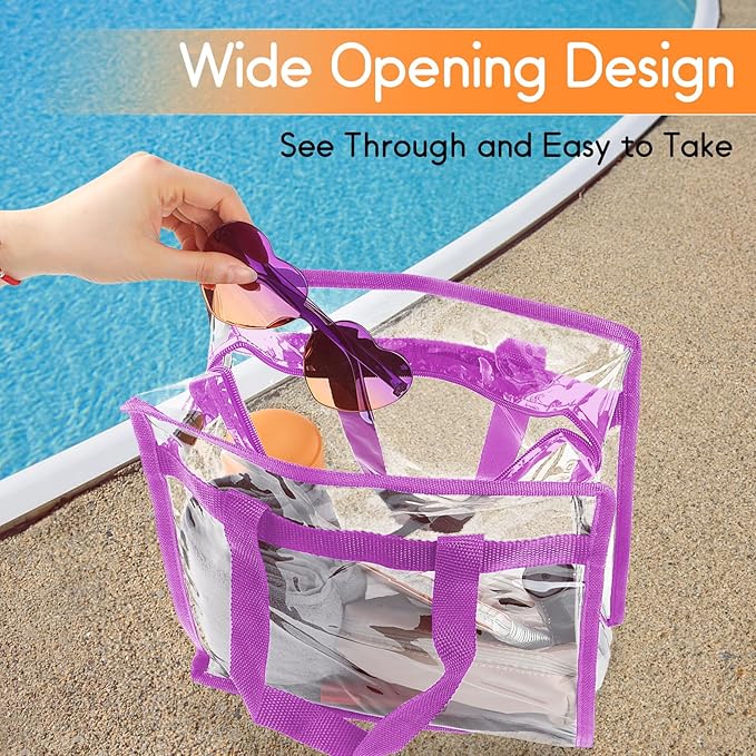 Hoiny Clear Bag for Stadium Events Approved, 12x6x12 Large Transparent Tote Bag with Zipper for Gym Concert Sports Festivals