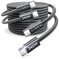 LISEN USB C to USB C Cable Fast Charging Cords 240W Type C Charger Fast Charging Cord Type C Cable for iPhone 16 15 iPad MacBook Pro Air Samsung S25 Switch,10ft+10ft/2 Pack/Black