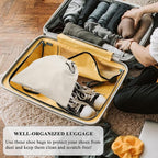 LAKE OF FIRE 4-Piece Travel Shoe Bags for Packing, 17.7" x 13.8" Dustproof Shoe Bags with Drawstring Closure,Washable & Reusable(Beige)