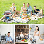 holuxer Insulated Lunch Bag & Lunch Box for Men - Double Deck Reusable Lunch Bag for Women Tote Cooler Bag Leakproof Soft Expandable - Large Lunchbox for Work/Adult/Picnic/Outdoor (Gray，15L)