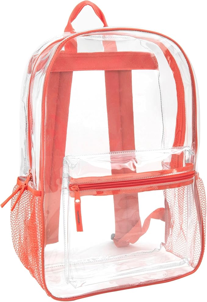 Trail maker Clear Backpack Heavy Duty with Padded Straps, Side Pockets for Kids, Boys, Girls, School, Stadium Approved Events