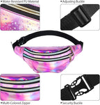 Frienda 2 Pieces Holographic Fanny Pack for Women Colorful Sport Waist Bag Pack