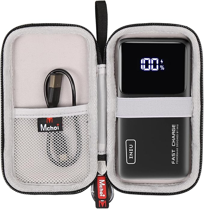 Mchoi Hard Case Suitable for INIU Portable Charger 22.5W PD3.0 QC4.0 Fast Charging, Waterproof Shockproof Portable Phone Charger Protective Case, Case Only, Black
