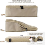EPICKA TripCozy Compression Packing Cubes - 4 Set Durable Travel Organizer Bags with Mesh Top, Expandable Travel Accessories for Carry on, Luggage, Suitcase, Backpack (Khaki)