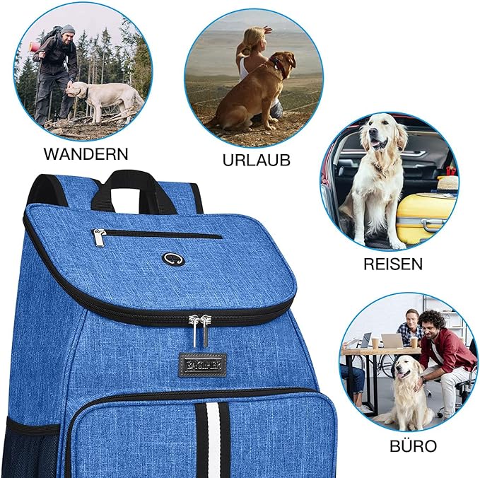 BAGLHER丨Dog Travel Bag, Airline Approved Pet Supplies Backpack, Dog Travel Backpack with 2 Silicone Collapsible Bowls and 2 Food Baskets