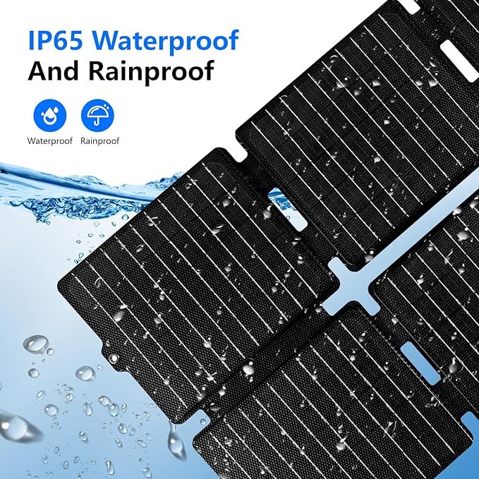 QLAYA 30W Portable Solar Charger,Foldable Solar Panel with High Efficiency,Ultra-Lightweight Outdoor Solar Panel for Camping,Hiking,RV,Compatible with Most Power Stations (DC/USB-C/USB-A Outputs)