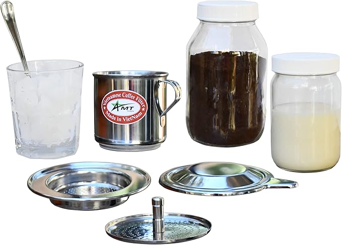 AMT 9.5 oz Coffee Maker, Phin Filter, Screw Down Coffee Dripper for Vietnamese Style Coffee at Home or Office