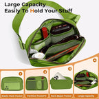 Belt Bag Zipper Fanny Pack Crossbody Bags for Women,Fashion Nylon Waist Packs, Water Repellent Two Way wear with Adjustable Strap Gifts for Teenage Girls Women Men(pistachio)