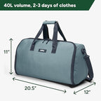 Halfday Convertible 2-in-1 Garment Duffel Weekender Bag 40L: Wrinkle-Free Travel (Hanging Suit Compartment, Shoe Pockets, Trolley Sleeve), Durable & Water-Resistant Carry-on, Coast