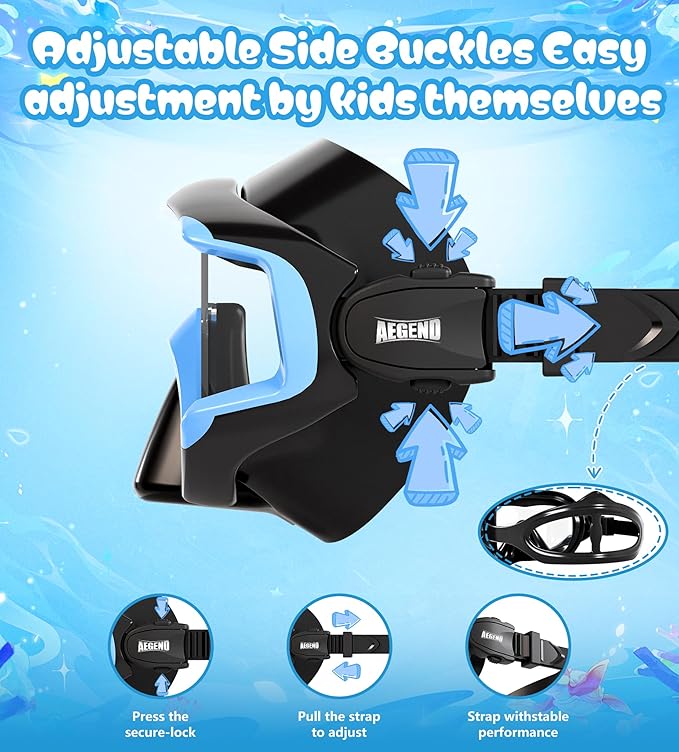 Aegend Snorkeling Gear for Adults Youth Kids, Snorkel Mask with Top Dry Valve - Panoramic View Anti-Leak and Anti-Fog with Mesh Bag for Snorkeling, Scuba Diving, Freediving & Swimming