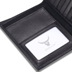 HISCOW Italian Leather Passport Holder for Travel - RFID Blocking Wallet Cover with Secure Organizer for Men & Women, US & Foreign Trips, Black