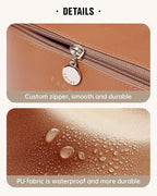 EACHY Travel Makeup Bag, Large Capacity Cosmetic Bag for Women, Waterproof PU Leather, Flat Open Portable Toiletry Bag for Skincare, Brushes & Travel Essentials