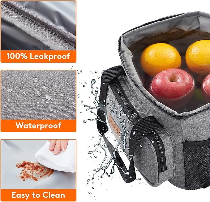 Lifewit Medium Lunch Bag, Insulated Lunch Box, Soft Cooler Cooling Tote for Adult Men Women, Gray 12-Can (9L)
