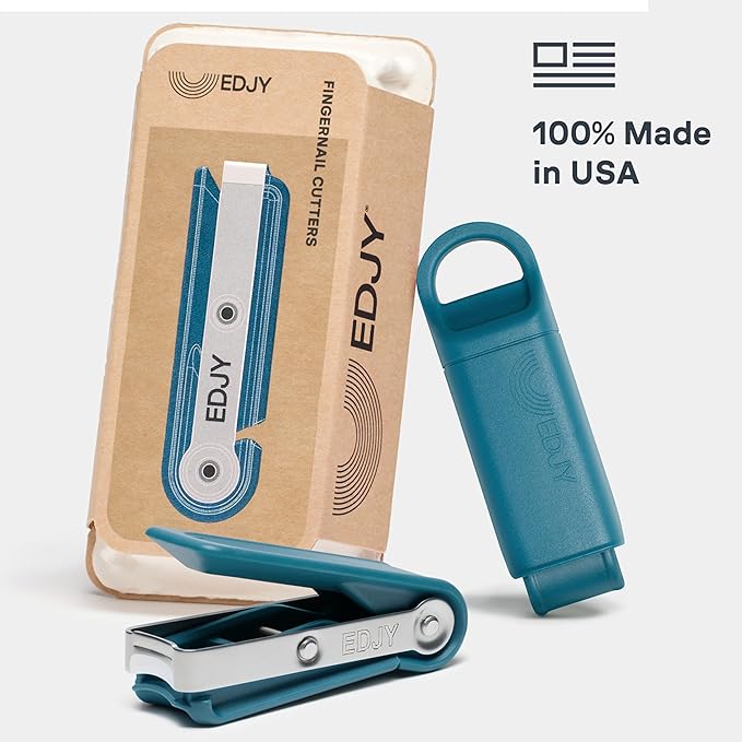 EDJY Fingernail Cutter - Precision Stainless Steel Nail Cutter for Fingernails | Sharp Blade, Ergonomic Design, Durable & Rust-Resistant | Ideal for Men and Women EDJY Blue | 2-Pack