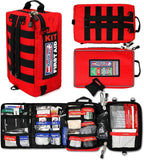 Rapid Care First Aid Kit – 300+ Piece Emergency Medical Kit with Bonus 95-Piece Travel Pack – Outdoor, Workplace, and Home Use – Color Coded & Labeled for Quick Access