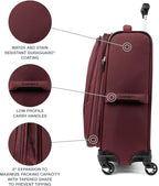 Travelpro Maxlite 5 Softside Expandable Luggage with 4 Spinner Wheels, Lightweight Suitcase, Men and Women, Burgundy, Carry-on 21-Inch