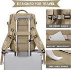 WONHOX Travel Backpack Women, Carry On Backpack for Men, Hiking Laptop Backpack Waterproof Outdoor Sports Rucksack Casual Daypack, Khaki