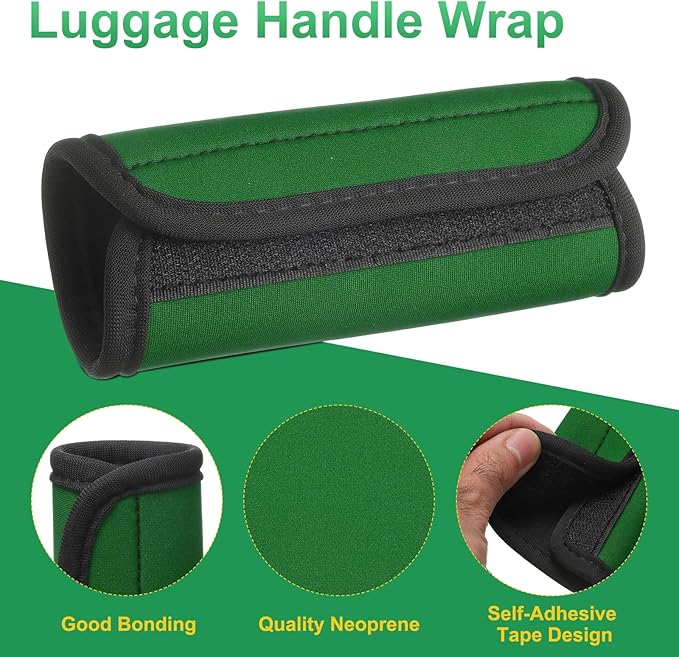 uxcell 3 Pcs Luggage Handle Wrap for Suitcase, Neoprene Handbag Grip Cover Protector Luggage Identifiers Suitcase Handle Wraps for Luggage Shopping Bag Travel Bags, Blue/Green/Silver
