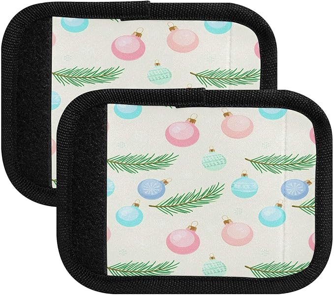 Christmas Ornaments 4 Pack Neoprene Suitcase Wraps, Luggage Handle Wraps with ID Tag, Non-Slip Suitcase Handle Covers for Travel, Bag Strap Pad