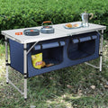 JOUYEK Camping Table, Folding Camping Table with Storage, Portable, Lightweight, 3 Height Adjustable Aluminum Outdoor Table for BBQ, Picnic, Camping, Hiking, Beach, and Indoor, Blue