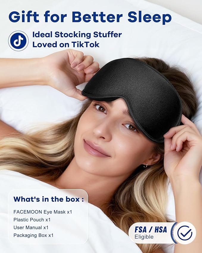 3D Weighted Cooling Gel Eye Mask for Sleeping, FSA Eligible Items HSA, 6oz Gel-Weighted Sleep Mask, 100% Blackout, Gentle Pressure & Cold Relief for Migraine, Ice Cold Mask for Travel Essentials