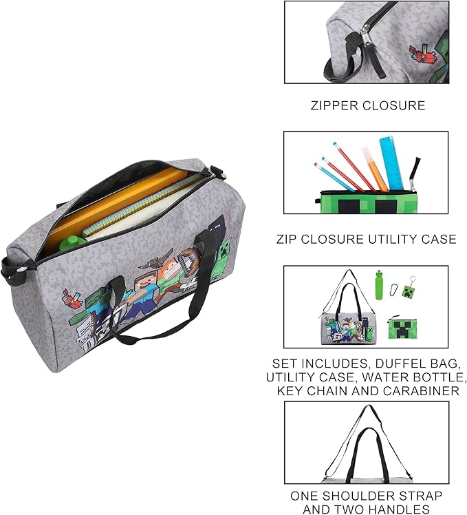 Minecraft Monster Battle 5-Piece Duffel Bag Set