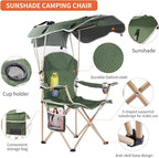 VTOY Portable Camping Chair with Canopy - Folding Chair with Canopy, Durable 600D Oxford Canopy Chair for Camping, Beach, Picnics, Fishing & Sports