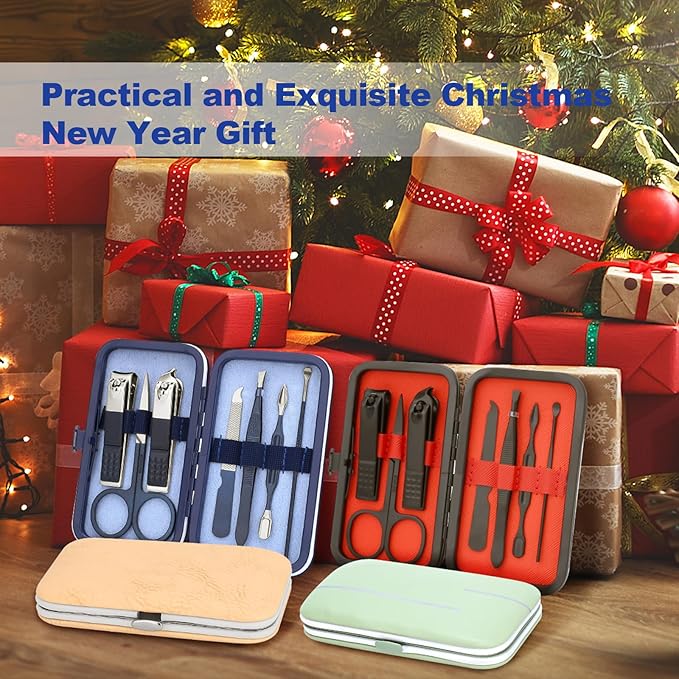 Manicure Set-Stainless Steel Nail Care Set-Professional 7 in 1 Ingrown Toenail Clipper Grooming Tool-Pedicure Kit & Toe Nail Cutter-Thick Nail Scissors Toiletries with Cuticle Trimmer (Blue)