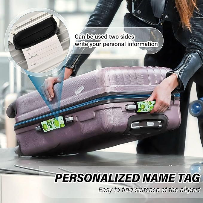 2 Pack Lime Luggage Handle Wrap, Detachable Luggage Tag, Neoprene Suitcase Wrap with Comfort Grip & Bright Identifier for Suitcase, Travel Bag, Sports Bag