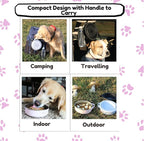 3-in-1 Travel Dog Bowl Set – 30 OZ Stainless Steel + 20 OZ Collapsible Water Bowl Lid | BPA-Free, Anti-Slip, Portable Dog Bowl w/Handle/Poop Bag Holder with Carabiner | Pink Bowls