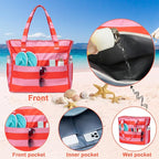 Bluboon Waterproof Beach Tote Pool Bags for Women Ladies Extra Large Carry On Bag With Wet Compartment for Weekender Travel