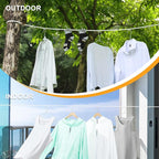 Vigorport Portable Travel Clothesline, Windproof Clothesline with Hang Hole, Indoor and Outdoor Clothes Line for Camping, Hotel, Backyard, Cruise Ship (White, 16.5Ft)