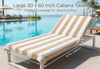 Premium Velour Cabana Beach Towel 2 Pack, 30” x 60” Soft Plush Cotton Pool Towel, Absorbent Quick Dry Towel for Beach and Pool (White Beige)