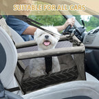 Dog Car Seat Foldable Dog Car Booster Seat Waterproof Breathable Oxford Travel Bag for Small to Medium Dogs, Puppies, and Pets-Pattern Grey+Mat