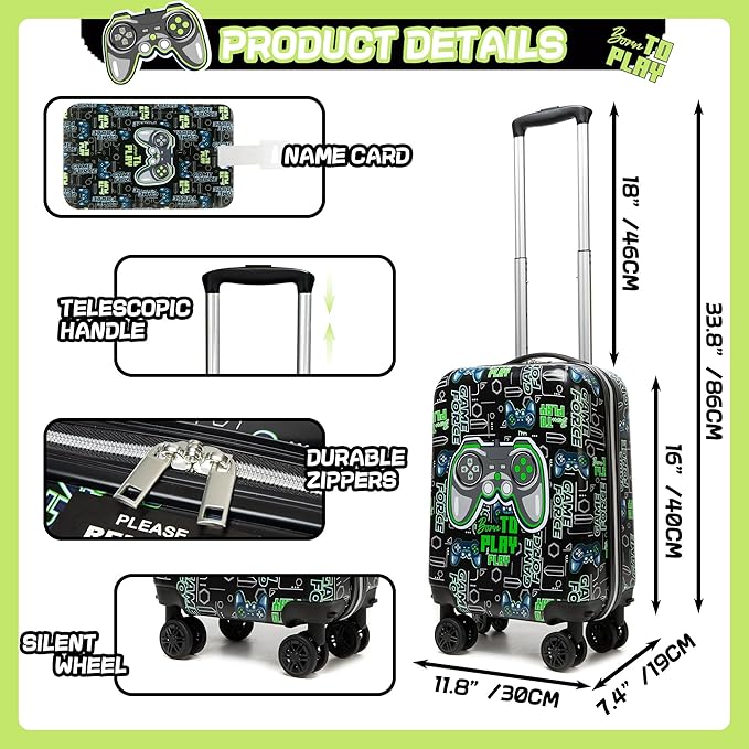 Kids Luggage Set 2 Piece 16'' Hardside Spinner Wheels Carry On Airline Approved