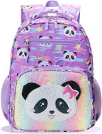 RHCPFOVR Kids Backpack for Girls - Girls Backpack 3-8 Ages Panda for Kids 15 Inch School Bookbag for Kindergarten Elementary School Bookbag for Girl 1st 2nd Grade