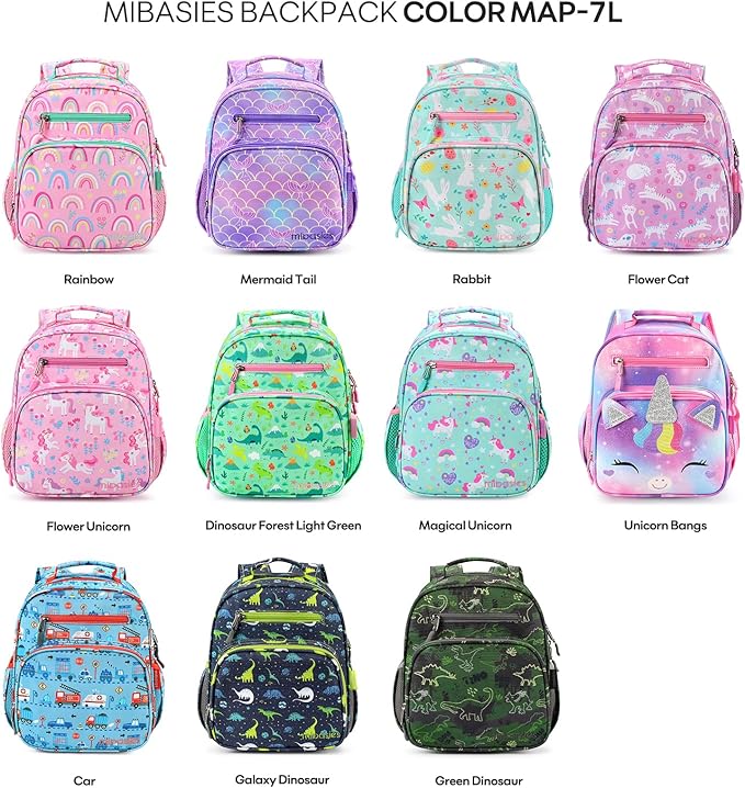mibasies Toddler Backpack for Girls 2-4: Cute Kids Backpacks for Girls - Preschool Kindergarten Backpack - Unicorn Bangs