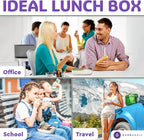 Everusely - Bento Box - Lavender, 47oz / 1.4 L - Large Stainless Steel Lunch Box with Leakproof Condiment Container - 3 Compartment Snack Organizer for On the Go Meals - Freezer & Dishwasher Safe